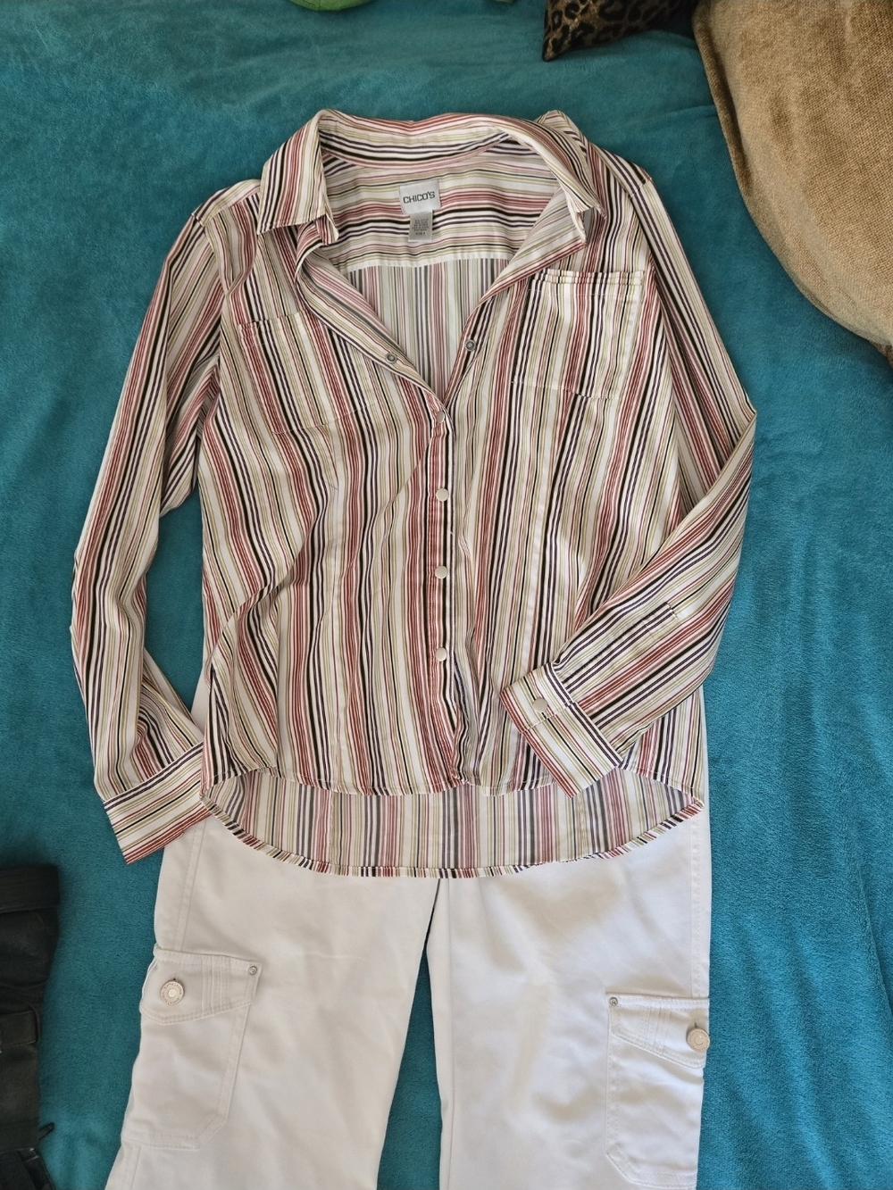 Vintage 90s Mean Girls/Jennifer Anniston Y2K Striped Button Up Top Office Siren